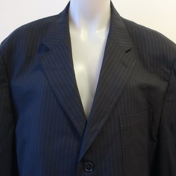 RENE LIZARD PINSTRIPE WOOL BLAZER JACKET 44 L * - Picture 3 of 16